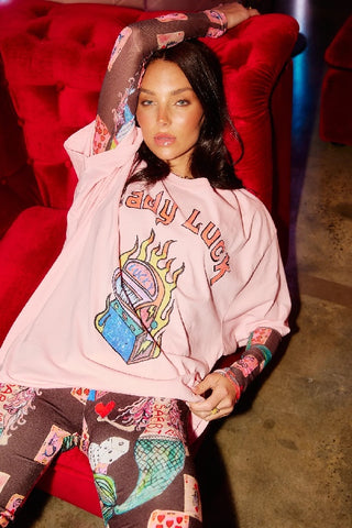 SABBI - THE VERY OVERSIZED LADY LUCK TEE - PINK - PERTH STOCKIST - AUSTRALIAN STOCKIST - WA STOCKIST - AUSTRALIA STOCKIST - AUS STOCKIST - PERTH BOUTIQUE - WA BOUTIQUE - AUS BOUTIQUE - AUSTRALIA BOUTIQUE 