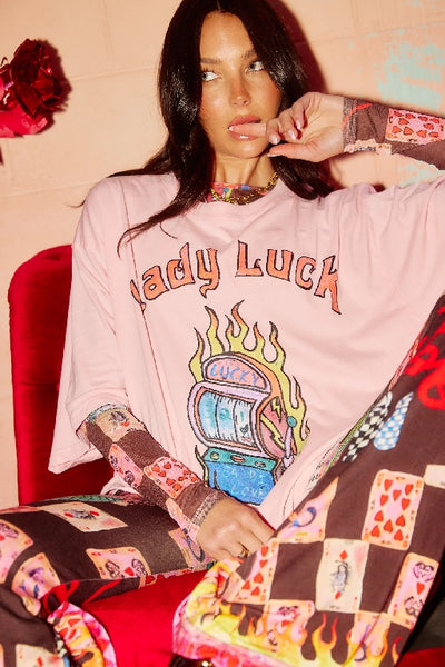 SABBI - THE VERY OVERSIZED LADY LUCK TEE - PINK - PERTH STOCKIST - AUSTRALIAN STOCKIST - WA STOCKIST - AUSTRALIA STOCKIST - AUS STOCKIST - PERTH BOUTIQUE - WA BOUTIQUE - AUS BOUTIQUE - AUSTRALIA BOUTIQUE 
