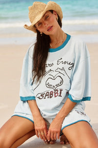 SABBI - THE VERY OVERSIZED YOU'RE ENOUGH TEE - SKY