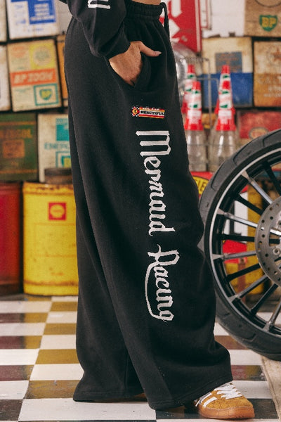 SABBI - WIDE LEG SWEAT PANTS - MERMAID RACING - BLACK - PERTH STOCKIST - AUSTRALIAN STOCKIST - WA STOCKIST - AUSTRALIA STOCKIST - AUS STOCKIST - PERTH BOUTIQUE - WA BOUTIQUE - AUS BOUTIQUE - AUSTRALIA BOUTIQUE - INTERNATIONAL SHIPPING - TARRIF
