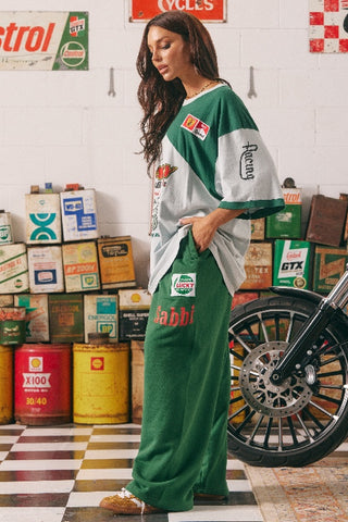  SABBI - WIDE LEG SWEAT PANTS - MERMAID RACING - GREEN- PERTH STOCKIST - AUSTRALIAN STOCKIST - WA STOCKIST - AUSTRALIA STOCKIST - AUS STOCKIST - PERTH BOUTIQUE - WA BOUTIQUE - AUS BOUTIQUE - AUSTRALIA BOUTIQUE - INTERNATIONAL SHIPPING - TARRIF