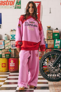 SABBI - WIDE LEG SWEAT PANTS - MERMAID RACING - PINK - PERTH STOCKIST - AUSTRALIAN STOCKIST - WA STOCKIST - AUSTRALIA STOCKIST - AUS STOCKIST - PERTH BOUTIQUE - WA BOUTIQUE - AUS BOUTIQUE - AUSTRALIA BOUTIQUE - INTERNATIONAL SHIPPING - TARRIF