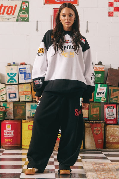 SABBI - WIDE LEG SWEAT PANTS - MERMAID RACING - BLACK - PERTH STOCKIST - AUSTRALIAN STOCKIST - WA STOCKIST - AUSTRALIA STOCKIST - AUS STOCKIST - PERTH BOUTIQUE - WA BOUTIQUE - AUS BOUTIQUE - AUSTRALIA BOUTIQUE - INTERNATIONAL SHIPPING - TARRIF