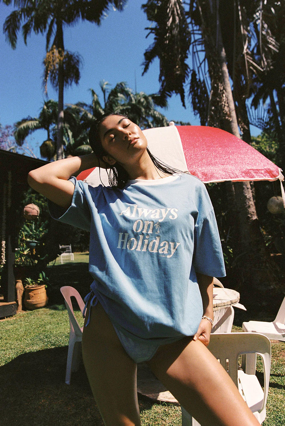 SEA STREET - ALWAYS ON HOLIDAY T-SHIRT - DUSK BLUE - PERTH BOUTIQUE - AUSTRALIAN BOUTIQUE - WA BOUTIQUE - INTERNATIONAL SHIPPING - USA SHIPPING - PERTH STORES - PERTH STORE - AUSTRALIA - WA - WESTER AUSTRALIA - WOMENS FASHION - FASHION - CLOTHING - WA STOCKIST - PERTH STOCKIST - AUSTRALIAN STOCKIST - STOCKIST