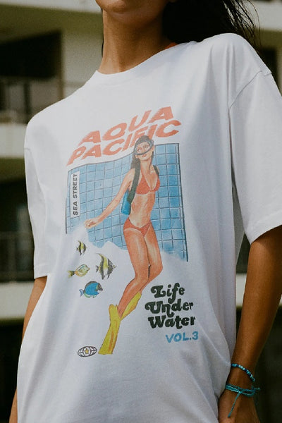 SEA STREET - AQUA PACIFIC TEE - WHITE - PERTH STOCKIST - AUSTRALIAN STOCKIST - WA STOCKIST - AUSTRALIA STOCKIST - AUS STOCKIST - PERTH BOUTIQUE - WA BOUTIQUE - AUS BOUTIQUE - AUSTRALIA BOUTIQUE
