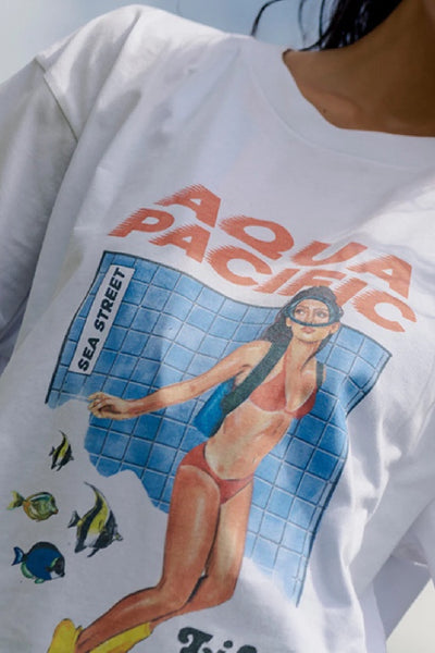 SEA STREET - AQUA PACIFIC TEE - WHITE - PERTH STOCKIST - AUSTRALIAN STOCKIST - WA STOCKIST - AUSTRALIA STOCKIST - AUS STOCKIST - PERTH BOUTIQUE - WA BOUTIQUE - AUS BOUTIQUE - AUSTRALIA BOUTIQUE