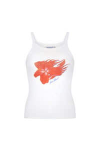 SEA STREET - FLAMING HIBISCUS SINGLET - WHITE - PERTH BOUTIQUE - AUSTRALIAN BOUTIQUE - WA BOUTIQUE - INTERNATIONAL SHIPPING - USA SHIPPING - PERTH STORES - PERTH STORE - AUSTRALIA - WA - WESTER AUSTRALIA - WOMENS FASHION - FASHION - CLOTHING - WA STOCKIST - PERTH STOCKIST - AUSTRALIAN STOCKIST - STOCKIST