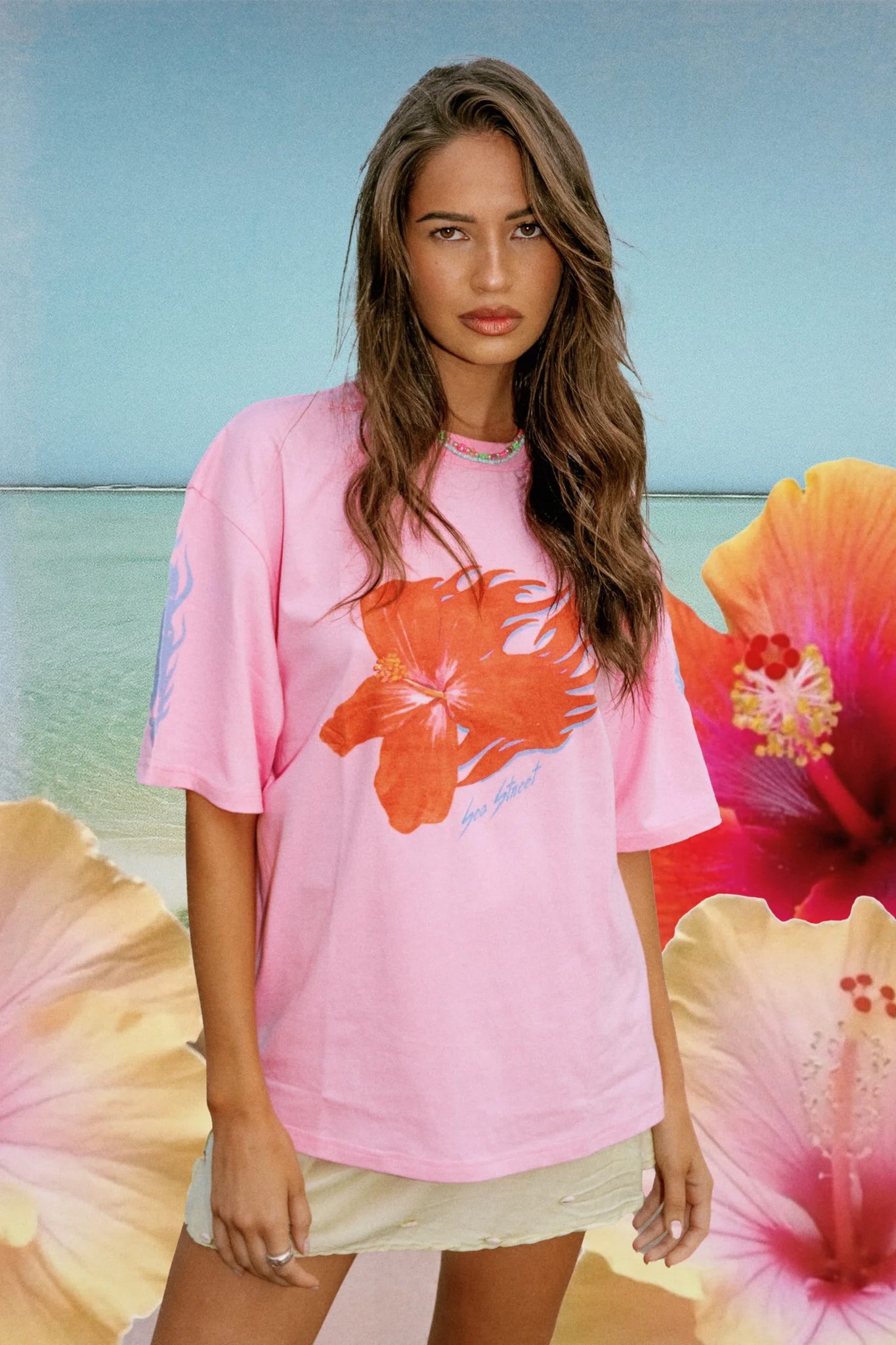 SEA STREET - FLAMING HIBISCUS TEE - PINK - PERTH BOUTIQUE - AUSTRALIAN BOUTIQUE - WA BOUTIQUE - INTERNATIONAL SHIPPING - USA SHIPPING - PERTH STORES - PERTH STORE - AUSTRALIA - WA - WESTER AUSTRALIA - WOMENS FASHION - FASHION - CLOTHING - WA STOCKIST - PERTH STOCKIST - AUSTRALIAN STOCKIST - STOCKIST