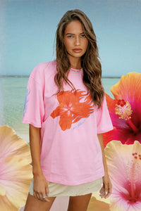 SEA STREET - FLAMING HIBISCUS TEE - PINK - PERTH BOUTIQUE - AUSTRALIAN BOUTIQUE - WA BOUTIQUE - INTERNATIONAL SHIPPING - USA SHIPPING - PERTH STORES - PERTH STORE - AUSTRALIA - WA - WESTER AUSTRALIA - WOMENS FASHION - FASHION - CLOTHING - WA STOCKIST - PERTH STOCKIST - AUSTRALIAN STOCKIST - STOCKIST