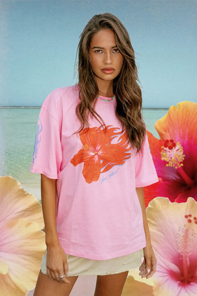 SEA STREET - FLAMING HIBISCUS TEE - PINK - PERTH BOUTIQUE - AUSTRALIAN BOUTIQUE - WA BOUTIQUE - INTERNATIONAL SHIPPING - USA SHIPPING - PERTH STORES - PERTH STORE - AUSTRALIA - WA - WESTER AUSTRALIA - WOMENS FASHION - FASHION - CLOTHING - WA STOCKIST - PERTH STOCKIST - AUSTRALIAN STOCKIST - STOCKIST