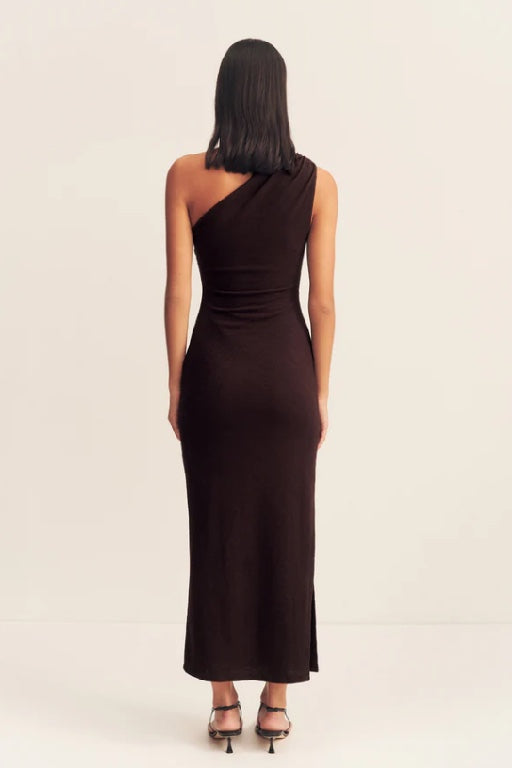 shona joy beau asymmetrical midi dress SHONA JOY - BEAU GATHERED ASYMMETRICAL MIDI DRESS