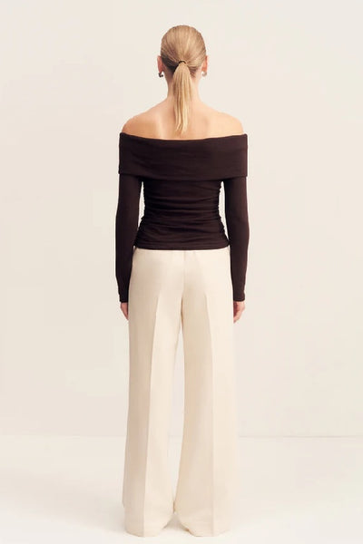 SHONA JOY - BEAU OFF THE SHOULDER TWIST FRONT TOP - ESPRESSO - PERTH BOUTIQUE - AUSTRALIAN BOUTIQUE - WA BOUTIQUE - INTERNATIONAL SHIPPING - USA SHIPPING - PERTH STORES - PERTH STORE - AUSTRALIA - WA - WESTER AUSTRALIA - WOMENS FASHION - FASHION - CLOTHING - WA STOCKIST - PERTH STOCKIST - AUSTRALIAN STOCKIST - STOCKIST
