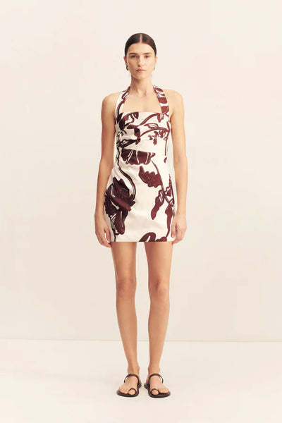 SHONA JOY - EMMETT HALTER DRAPED MINI DRESS - REDWOOD WALLPAPER - PERTH BOUTIQUE - AUSTRALIAN BOUTIQUE - WA BOUTIQUE - INTERNATIONAL SHIPPING - USA SHIPPING - PERTH STORES - PERTH STORE - AUSTRALIA - WA - WESTER AUSTRALIA - WOMENS FASHION - FASHION - CLOTHING - WA STOCKIST - PERTH STOCKIST - AUSTRALIAN STOCKIST - STOCKIST