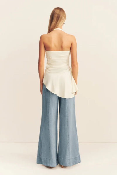 SHONA JOY - HADLEY DRAPED HALTER TOP - CHALK - PERTH STOCKIST - AUSTRALIAN STOCKIST - WA STOCKIST - AUSTRALIA STOCKIST - AUS STOCKIST - PERTH BOUTIQUE - WA BOUTIQUE - AUS BOUTIQUE - AUSTRALIA BOUTIQUE