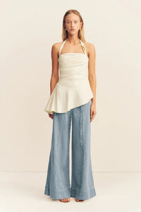 SHONA JOY - HADLEY DRAPED HALTER TOP - CHALK - PERTH STOCKIST - AUSTRALIAN STOCKIST - WA STOCKIST - AUSTRALIA STOCKIST - AUS STOCKIST - PERTH BOUTIQUE - WA BOUTIQUE - AUS BOUTIQUE - AUSTRALIA BOUTIQUE