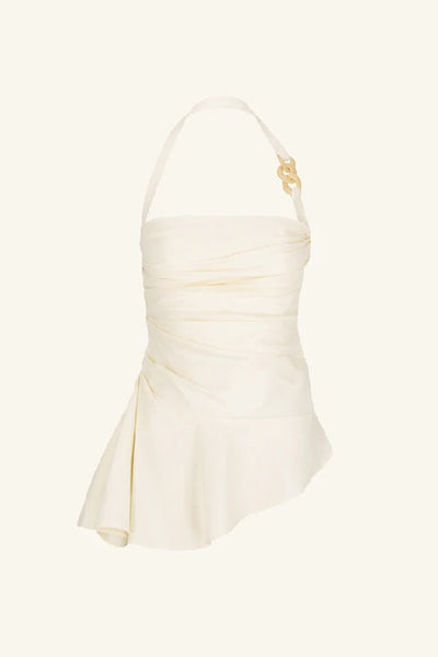 SHONA JOY - HADLEY DRAPED HALTER TOP - CHALK - PERTH STOCKIST - AUSTRALIAN STOCKIST - WA STOCKIST - AUSTRALIA STOCKIST - AUS STOCKIST - PERTH BOUTIQUE - WA BOUTIQUE - AUS BOUTIQUE - AUSTRALIA BOUTIQUE