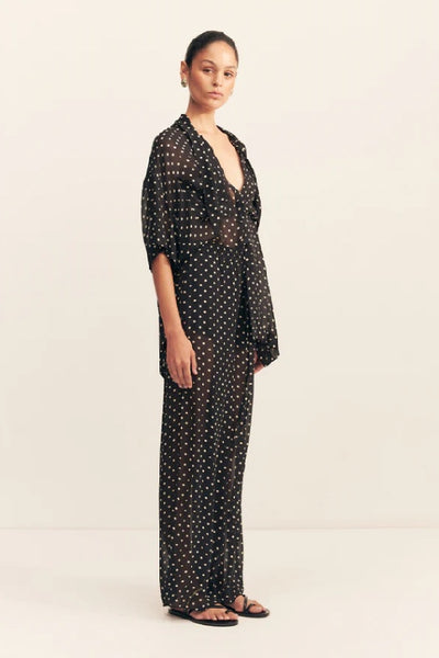 SHONA JOY - HOUSTON DRAWSTRING PANT - NOIR POLKA - PERTH BOUTIQUE - AUSTRALIAN BOUTIQUE - WA BOUTIQUE - INTERNATIONAL SHIPPING - USA SHIPPING - PERTH STORES - PERTH STORE - AUSTRALIA - WA - WESTER AUSTRALIA - WOMENS FASHION - FASHION - CLOTHING - WA STOCKIST - PERTH STOCKIST - AUSTRALIAN STOCKIST - STOCKIST