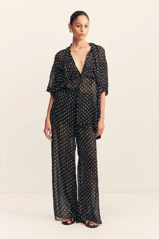 SHONA JOY - HOUSTON DRAWSTRING PANT - NOIR POLKA - PERTH BOUTIQUE - AUSTRALIAN BOUTIQUE - WA BOUTIQUE - INTERNATIONAL SHIPPING - USA SHIPPING - PERTH STORES - PERTH STORE - AUSTRALIA - WA - WESTER AUSTRALIA - WOMENS FASHION - FASHION - CLOTHING - WA STOCKIST - PERTH STOCKIST - AUSTRALIAN STOCKIST - STOCKIST