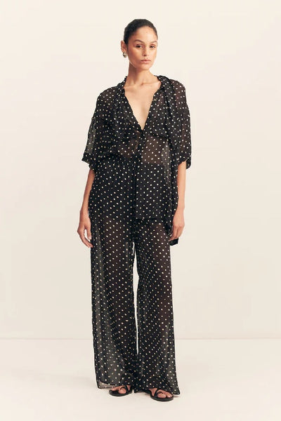 SHONA JOY - HOUSTON DRAWSTRING PANT - NOIR POLKA - PERTH BOUTIQUE - AUSTRALIAN BOUTIQUE - WA BOUTIQUE - INTERNATIONAL SHIPPING - USA SHIPPING - PERTH STORES - PERTH STORE - AUSTRALIA - WA - WESTER AUSTRALIA - WOMENS FASHION - FASHION - CLOTHING - WA STOCKIST - PERTH STOCKIST - AUSTRALIAN STOCKIST - STOCKIST