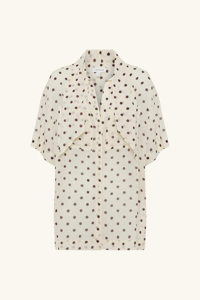 SHONA JOY - HOUSTON SIDE SPLIT SHORT SLEEVE SHIRT - BLANC POLKA - PERTH BOUTIQUE - AUSTRALIAN BOUTIQUE - WA BOUTIQUE - INTERNATIONAL SHIPPING - USA SHIPPING - PERTH STORES - PERTH STORE - AUSTRALIA - WA - WESTER AUSTRALIA - WOMENS FASHION - FASHION - CLOTHING - WA STOCKIST - PERTH STOCKIST - AUSTRALIAN STOCKIST - STOCKIST