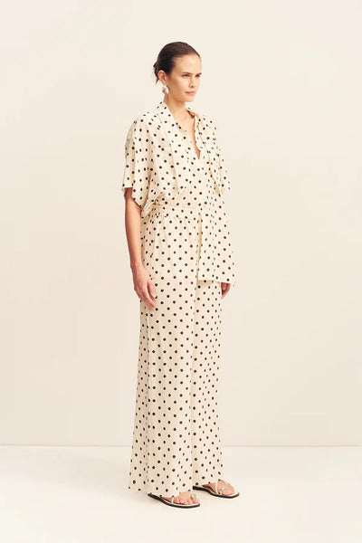 SHONA JOY - HOUSTON SIDE SPLIT SHORT SLEEVE SHIRT - BLANC POLKA - PERTH BOUTIQUE - AUSTRALIAN BOUTIQUE - WA BOUTIQUE - INTERNATIONAL SHIPPING - USA SHIPPING - PERTH STORES - PERTH STORE - AUSTRALIA - WA - WESTER AUSTRALIA - WOMENS FASHION - FASHION - CLOTHING - WA STOCKIST - PERTH STOCKIST - AUSTRALIAN STOCKIST - STOCKIST