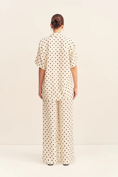SHONA JOY - HOUSTON SIDE SPLIT SHORT SLEEVE SHIRT - BLANC POLKA - PERTH BOUTIQUE - AUSTRALIAN BOUTIQUE - WA BOUTIQUE - INTERNATIONAL SHIPPING - USA SHIPPING - PERTH STORES - PERTH STORE - AUSTRALIA - WA - WESTER AUSTRALIA - WOMENS FASHION - FASHION - CLOTHING - WA STOCKIST - PERTH STOCKIST - AUSTRALIAN STOCKIST - STOCKIST