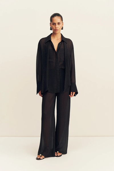 SHOP SHONA JOY IRVING POLKA DOT SHEER PANT IN BLACK POLKA STRIPE ONLINE