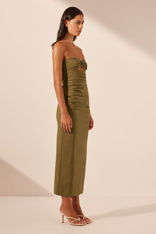 green emerald velvet dress Joy Dress in Green Linen Blend main image 0