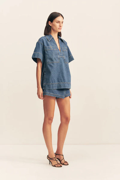 SHONA JOY - RAQUEL PULLOVER TOP - VINTAGE BLUE - PERTH BOUTIQUE - AUSTRALIAN BOUTIQUE - WA BOUTIQUE - INTERNATIONAL SHIPPING - USA SHIPPING - PERTH STORES - PERTH STORE - AUSTRALIA - WA - WESTER AUSTRALIA - WOMENS FASHION - FASHION - CLOTHING - WA STOCKIST - PERTH STOCKIST - AUSTRALIAN STOCKIST - STOCKIST