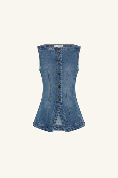 SHONA JOY - RAQUEL VEST - VINTAGE BLUE - PERTH BOUTIQUE - AUSTRALIAN BOUTIQUE - WA BOUTIQUE - INTERNATIONAL SHIPPING - USA SHIPPING - PERTH STORES - PERTH STORE - AUSTRALIA - WA - WESTER AUSTRALIA - WOMENS FASHION - FASHION - CLOTHING - WA STOCKIST - PERTH STOCKIST - AUSTRALIAN STOCKIST - STOCKIST