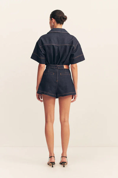 SHONA JOY - RITA WRAP DETAIL SKORT - DEEP INDIGO - PERTH BOUTIQUE - AUSTRALIAN BOUTIQUE - WA BOUTIQUE - INTERNATIONAL SHIPPING - USA SHIPPING - PERTH STORES - PERTH STORE - AUSTRALIA - WA - WESTER AUSTRALIA - WOMENS FASHION - FASHION - CLOTHING - WA STOCKIST - PERTH STOCKIST - AUSTRALIAN STOCKIST - STOCKIST