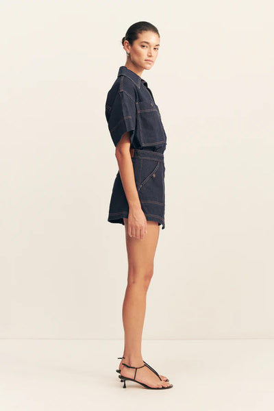 SHONA JOY - RITA WRAP DETAIL SKORT - DEEP INDIGO - PERTH BOUTIQUE - AUSTRALIAN BOUTIQUE - WA BOUTIQUE - INTERNATIONAL SHIPPING - USA SHIPPING - PERTH STORES - PERTH STORE - AUSTRALIA - WA - WESTER AUSTRALIA - WOMENS FASHION - FASHION - CLOTHING - WA STOCKIST - PERTH STOCKIST - AUSTRALIAN STOCKIST - STOCKIST