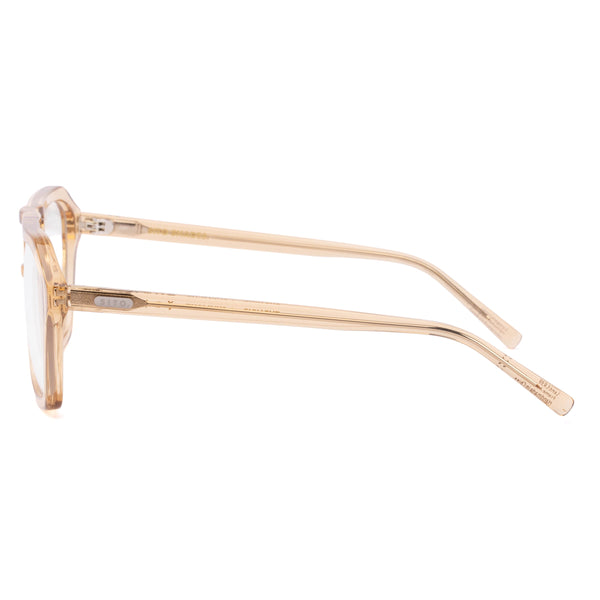 Side profile view of Sito Shades The Void Blue Light glasses in Sunlight, displaying the straight acetate temples with internal wire core and subtle logo engraving.
