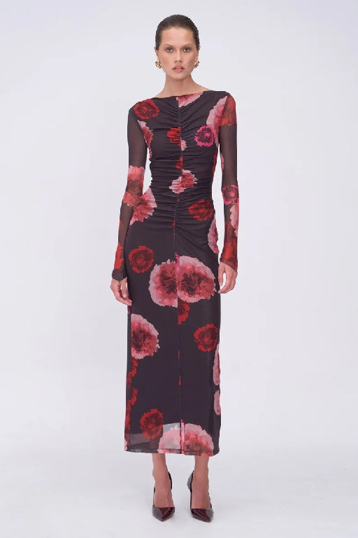 SUBOO - FRIDA RUCHED FRONT LONG SLEEVE MAXI DRESS - FLORAL PRINT - PERTH BOUTIQUE - AUSTRALIAN BOUTIQUE - WA BOUTIQUE - INTERNATIONAL SHIPPING - USA SHIPPING - PERTH STORES - PERTH STORE - AUSTRALIA - WA - WESTER AUSTRALIA - WOMENS FASHION - FASHION - CLOTHING - WA STOCKIST - PERTH STOCKIST - AUSTRALIAN STOCKIST - STOCKIST