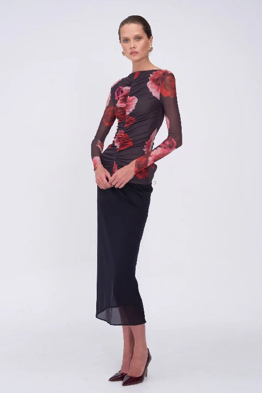 SUBOO - FRIDA RUCHED FRONT LONG SLEEVE TOP - FLORAL PRINT - PERTH BOUTIQUE - AUSTRALIAN BOUTIQUE - WA BOUTIQUE - INTERNATIONAL SHIPPING - USA SHIPPING - PERTH STORES - PERTH STORE - AUSTRALIA - WA - WESTER AUSTRALIA - WOMENS FASHION - FASHION - CLOTHING - WA STOCKIST - PERTH STOCKIST - AUSTRALIAN STOCKIST - STOCKIST