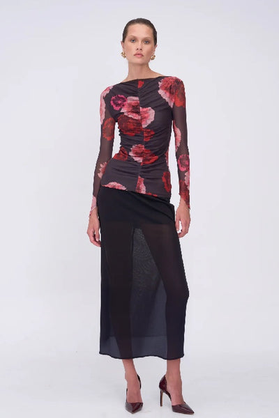 SUBOO - FRIDA RUCHED FRONT LONG SLEEVE TOP - FLORAL PRINT - PERTH BOUTIQUE - AUSTRALIAN BOUTIQUE - WA BOUTIQUE - INTERNATIONAL SHIPPING - USA SHIPPING - PERTH STORES - PERTH STORE - AUSTRALIA - WA - WESTER AUSTRALIA - WOMENS FASHION - FASHION - CLOTHING - WA STOCKIST - PERTH STOCKIST - AUSTRALIAN STOCKIST - STOCKIST