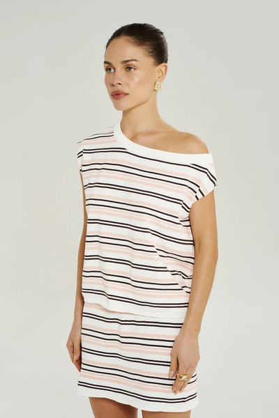 SUMMI SUMMI - KNIT OFF SHOULDER TOP - DUSTY ROSE STRIPE - PERTH BOUTIQUE - AUSTRALIAN BOUTIQUE - WA BOUTIQUE - INTERNATIONAL SHIPPING - USA SHIPPING - PERTH STORES - PERTH STORE - AUSTRALIA - WA - WESTER AUSTRALIA - WOMENS FASHION - FASHION - CLOTHING - WA STOCKIST - PERTH STOCKIST - AUSTRALIAN STOCKIST - STOCKIST