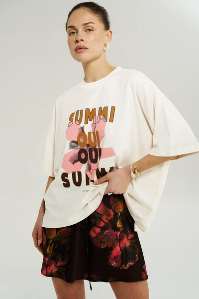 SUMMI SUMMI - OUI OUI TEE - VINTAGE WHITE - PERTH BOUTIQUE - AUSTRALIAN BOUTIQUE - WA BOUTIQUE - INTERNATIONAL SHIPPING - USA SHIPPING - PERTH STORES - PERTH STORE - AUSTRALIA - WA - WESTER AUSTRALIA - WOMENS FASHION - FASHION - CLOTHING - WA STOCKIST - PERTH STOCKIST - AUSTRALIAN STOCKIST - STOCKIST