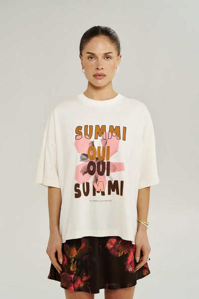 SUMMI SUMMI - OUI OUI TEE - VINTAGE WHITE - PERTH BOUTIQUE - AUSTRALIAN BOUTIQUE - WA BOUTIQUE - INTERNATIONAL SHIPPING - USA SHIPPING - PERTH STORES - PERTH STORE - AUSTRALIA - WA - WESTER AUSTRALIA - WOMENS FASHION - FASHION - CLOTHING - WA STOCKIST - PERTH STOCKIST - AUSTRALIAN STOCKIST - STOCKIST