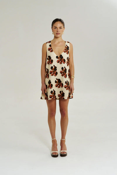 SUMMI SUMMI - V-NECK MINI DRESS - BUTTER FLEUR
