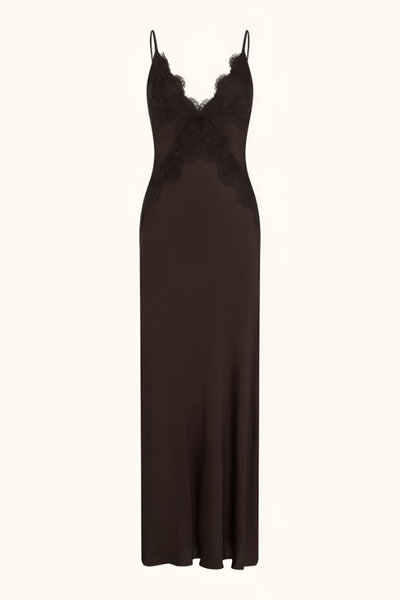 SHONA JOY - SIMONA LACE SLIP MAXI DRESS - ESPRESSO