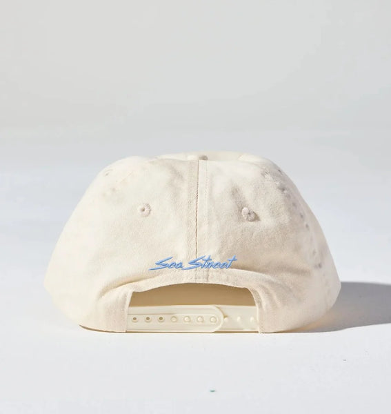 A full back view of the cap, showcasing the easy-to-use snapback adjustment strap for a customizable fit.