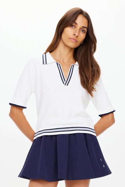 THE UPSIDE - ARCHIE COLLARED KNIT POLO - WHITE - PERTH BOUTIQUE - AUSTRALIAN BOUTIQUE - WA BOUTIQUE - INTERNATIONAL SHIPPING - USA SHIPPING - PERTH STORES - PERTH STORE - AUSTRALIA - WA - WESTER AUSTRALIA - WOMENS FASHION - FASHION - CLOTHING - WA STOCKIST - PERTH STOCKIST - AUSTRALIAN STOCKIST - STOCKIST