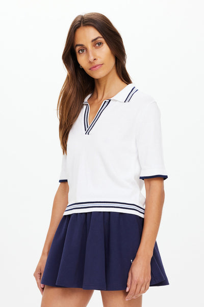 THE UPSIDE - ARCHIE COLLARED KNIT POLO - WHITE - PERTH BOUTIQUE - AUSTRALIAN BOUTIQUE - WA BOUTIQUE - INTERNATIONAL SHIPPING - USA SHIPPING - PERTH STORES - PERTH STORE - AUSTRALIA - WA - WESTER AUSTRALIA - WOMENS FASHION - FASHION - CLOTHING - WA STOCKIST - PERTH STOCKIST - AUSTRALIAN STOCKIST - STOCKIST