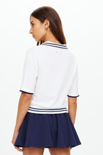 THE UPSIDE - ARCHIE COLLARED KNIT POLO - WHITE - PERTH BOUTIQUE - AUSTRALIAN BOUTIQUE - WA BOUTIQUE - INTERNATIONAL SHIPPING - USA SHIPPING - PERTH STORES - PERTH STORE - AUSTRALIA - WA - WESTER AUSTRALIA - WOMENS FASHION - FASHION - CLOTHING - WA STOCKIST - PERTH STOCKIST - AUSTRALIAN STOCKIST - STOCKIST