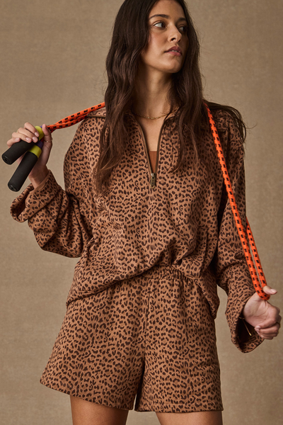 SHOP THE UPSIDE JAVAN JONES QUARTER ZIP SWEAT IN LEOPARD ONLINE