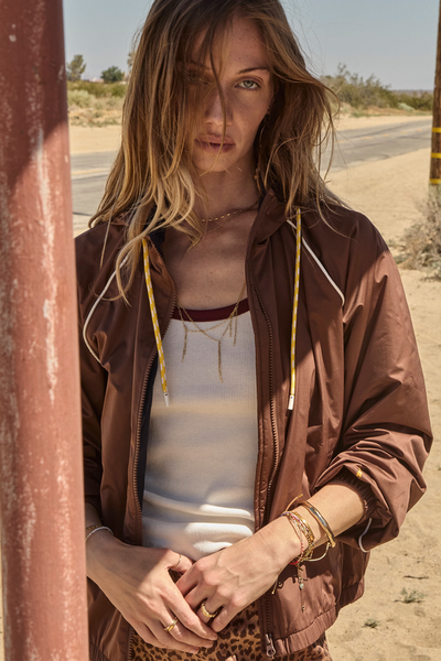 SHOP THE UPSIDE LILA ZIP THROUGH JACKET IN CHOCOLATE ONLINE