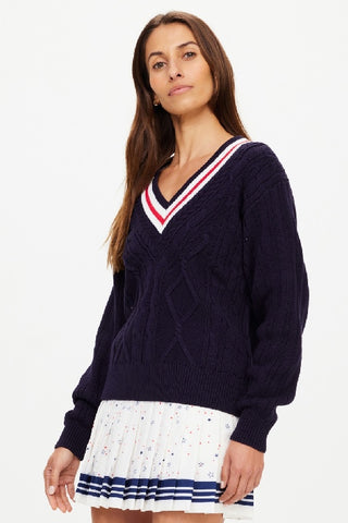 THE UPSIDE - RENSHAW JOSETTE V-NECK SWEATER - NAVY - PERTH STOCKIST - AUSTRALIAN STOCKIST - WA STOCKIST - AUSTRALIA STOCKIST - AUS STOCKIST - PERTH BOUTIQUE - WA BOUTIQUE - AUS BOUTIQUE - AUSTRALIA BOUTIQUE