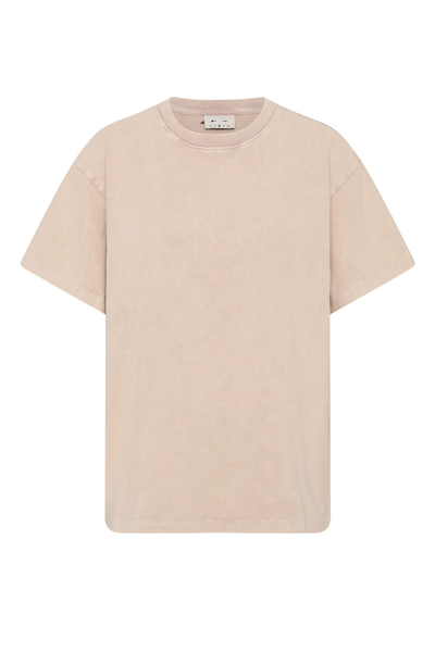 Flat-lay or ghost-mannequin product shot of the mushroom grey Soho Sammi Tee against a clean white background.