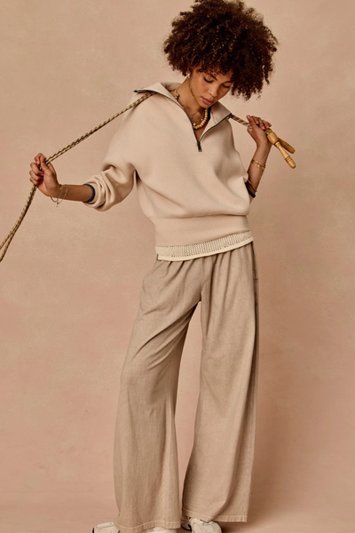 SHOP THE UPSIDE SOHO TOKIO WIDE LEG PANT IN MUSHROOM ONLINE